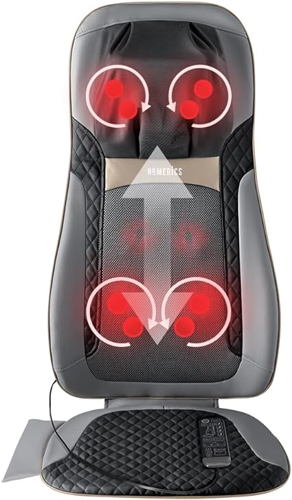Homedics Back Massager with Heat, Shiatsu Elite II Heated Neck and Back Massage Cushion. 3 Different Massage Styles and 3 Massage Zones. Comes with Controller and Chair Straps